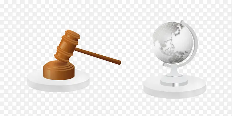 法律法槌和地球仪