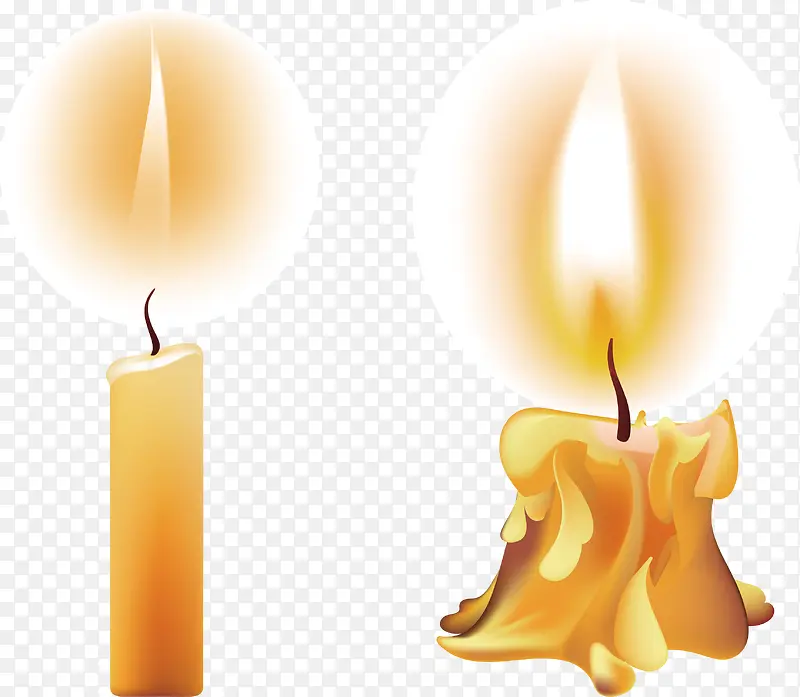 两个矢量黄色蜡烛