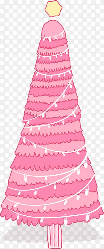 粉色冬日彩灯圣诞树
