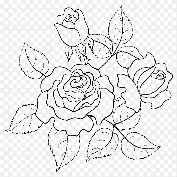 素描一簇玫瑰花