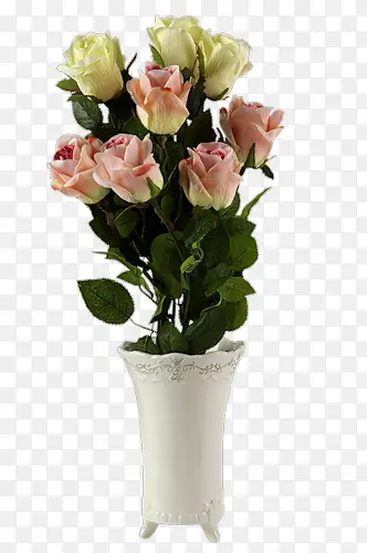 花瓶里的彩色玫瑰