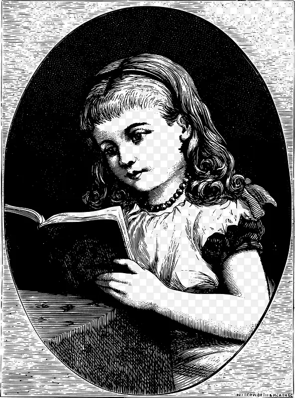 矢量读书的小女孩