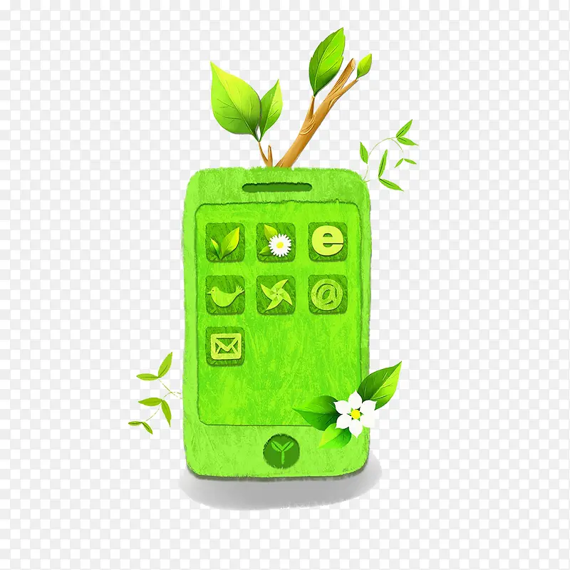 绿色创意手机插画
