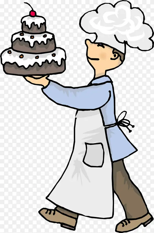蛋糕厨师手绘