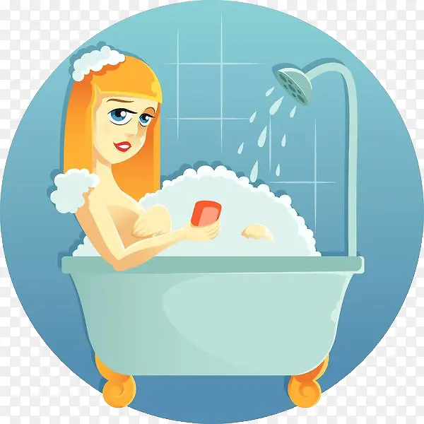 金发美女浴缸内泡澡沐浴