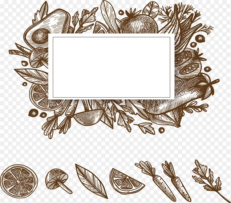 手绘素描蔬菜食材