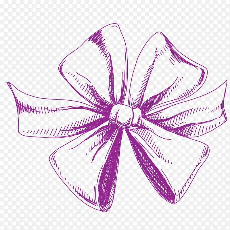手绘紫色蝴蝶结素描