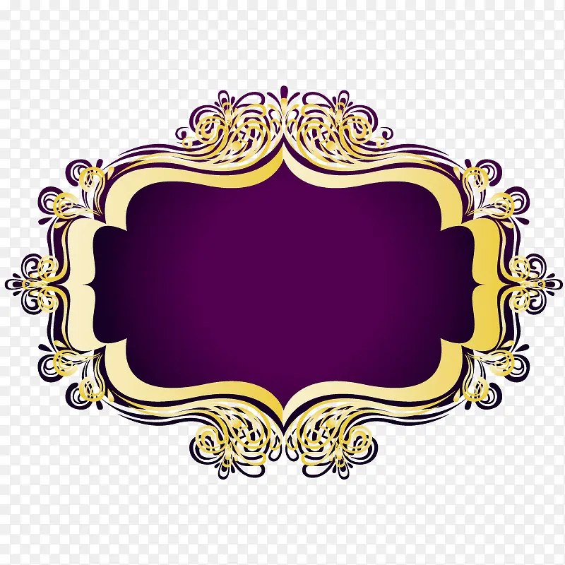 金色花纹紫色文本框