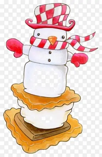 卡通圣诞雪人装饰蛋糕