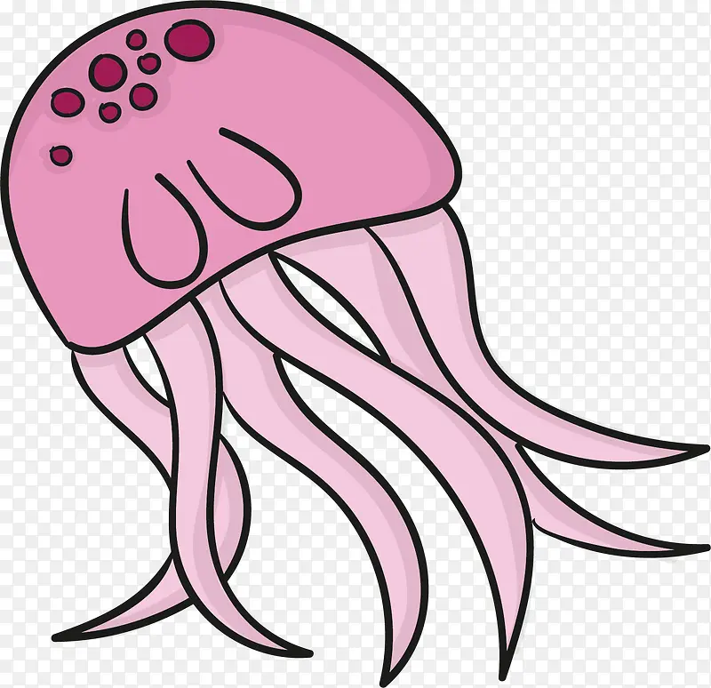 矢量图水彩粉色章鱼