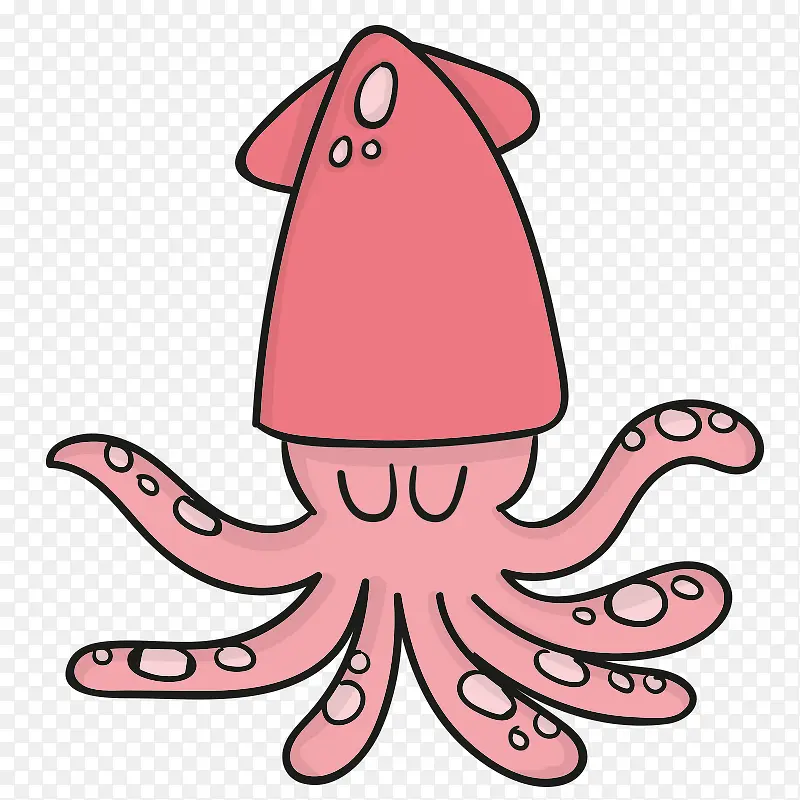 粉色章鱼八爪鱼手绘海洋生物高清