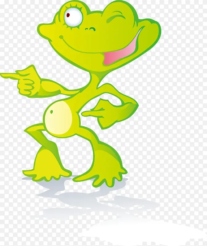 微笑绿色青蛙卡通矢量图