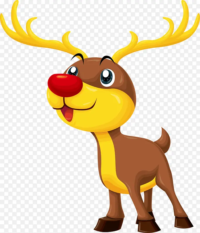 黄色卡通圣诞节麋鹿