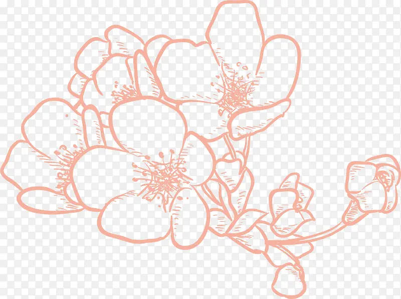 桃花线稿免抠素材