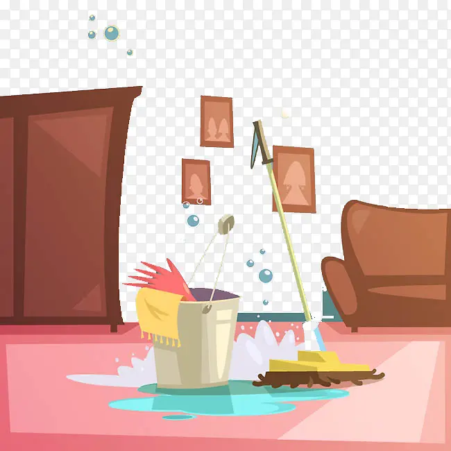 家庭清扫卫生插画卡通素材