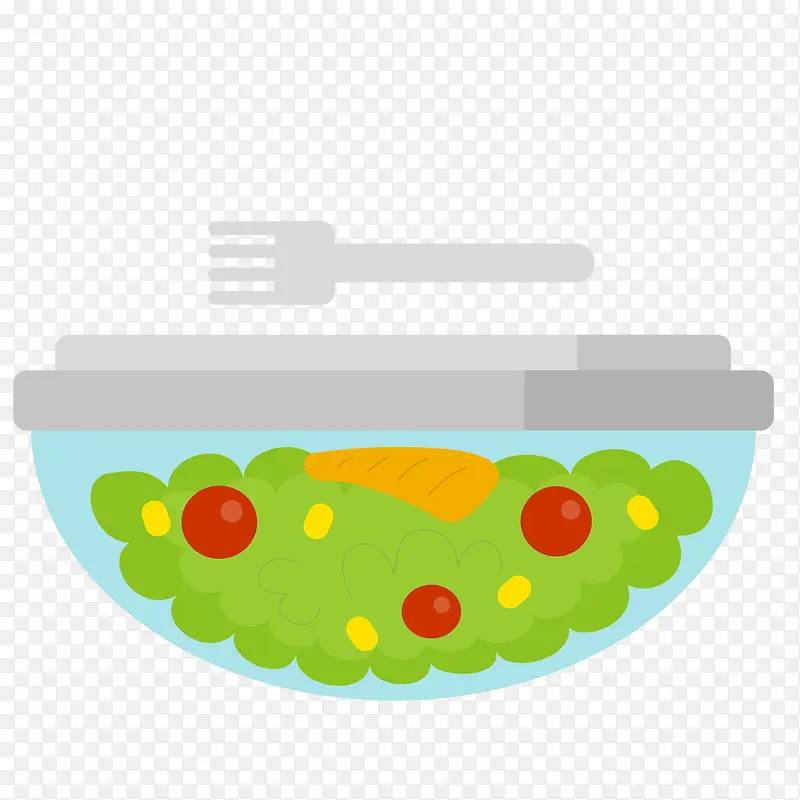 卡通扁平化蔬菜水果沙拉