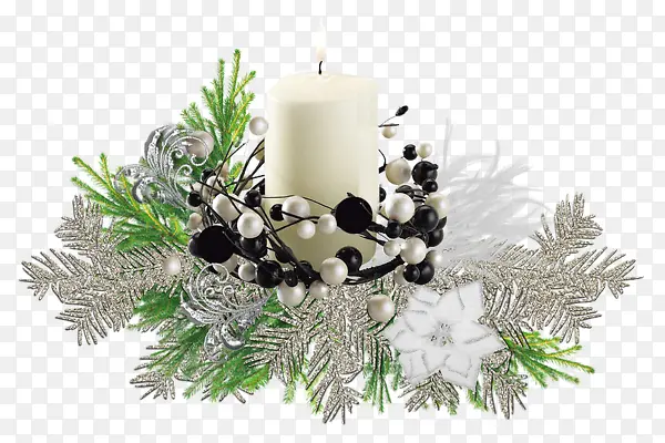 圣诞装饰白色蜡烛