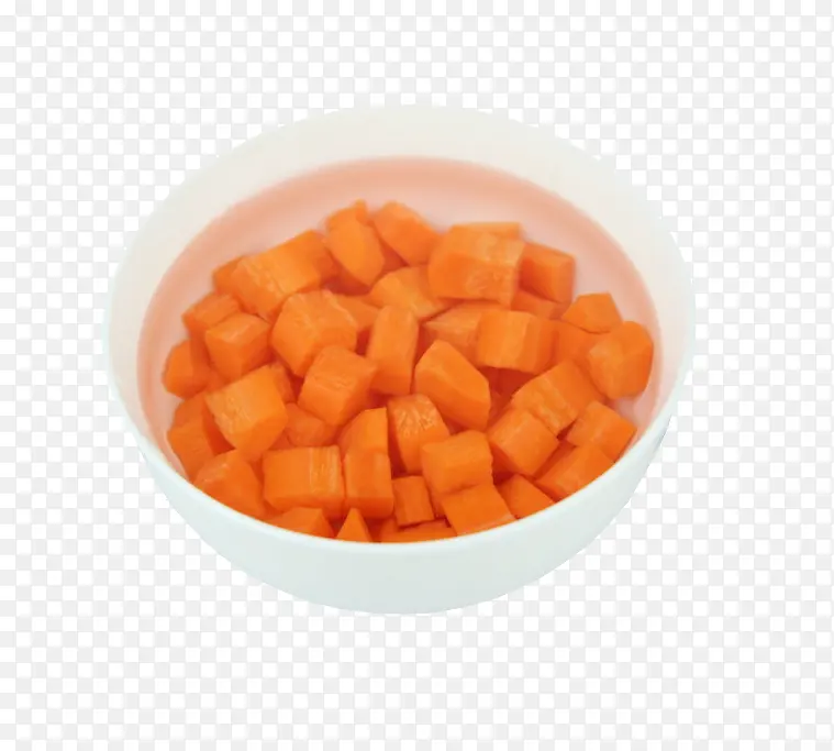 碗里切好的胡萝卜丁