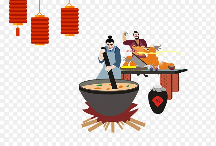 卡通熬汤人物新年装饰PNG图片素材下载_图片编号8033731-PNG素材网
