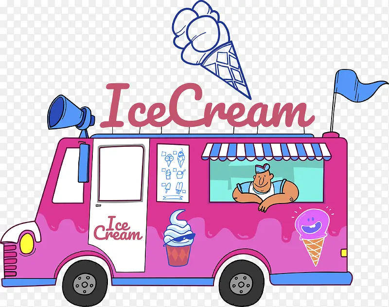 彩色冰淇淋车素材图