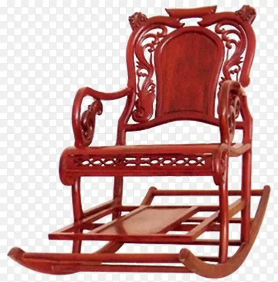 红色红木家具躺椅摇摇椅