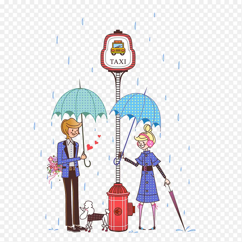 雨天站牌下等车的情侣PNG图片素材下载_图片编号8035021-PNG素材网