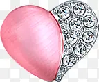 单个粉色爱心钻石饰品
