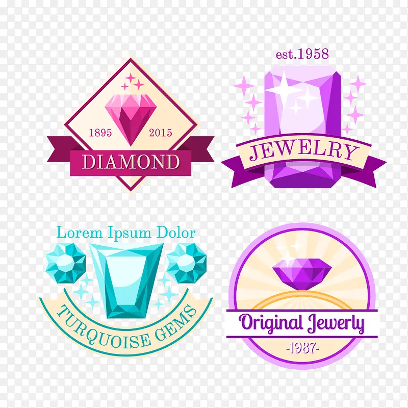 钻石珠宝标签矢量元素