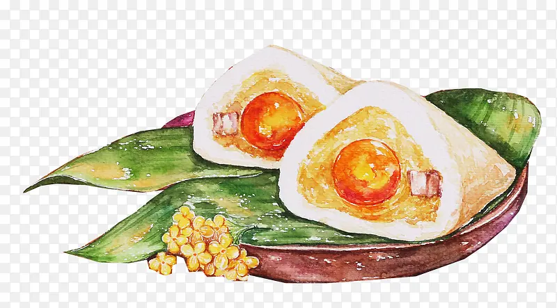 端午节装饰插画传统食物蛋黄粽子