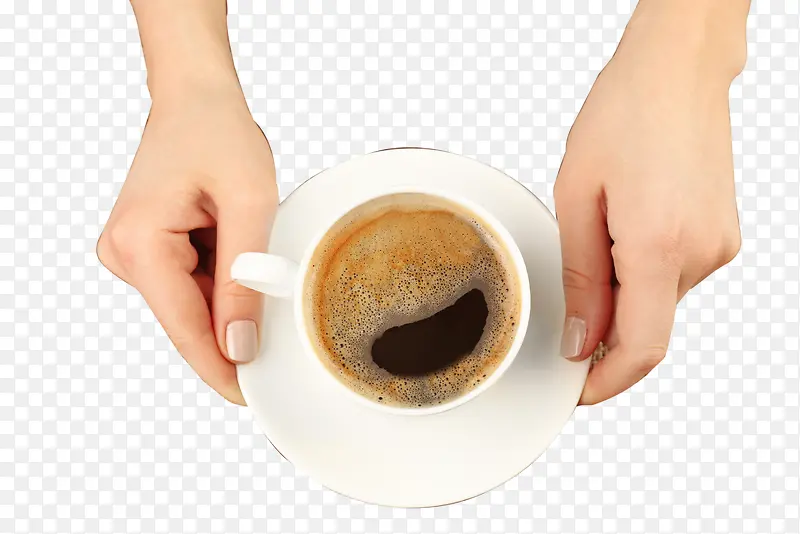 创意用手端着的咖啡杯