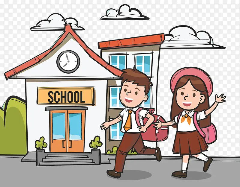 卡通手绘开学季上学去PNG图片素材下载_图片编号8037785-PNG素材网