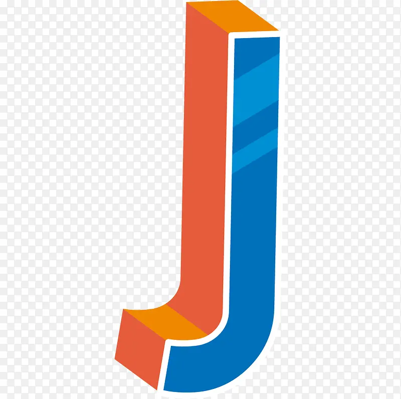 蓝色现代感立体英文字母J