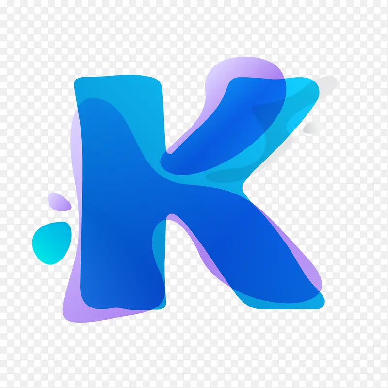 矢量蓝色渐变叠印英文字母K