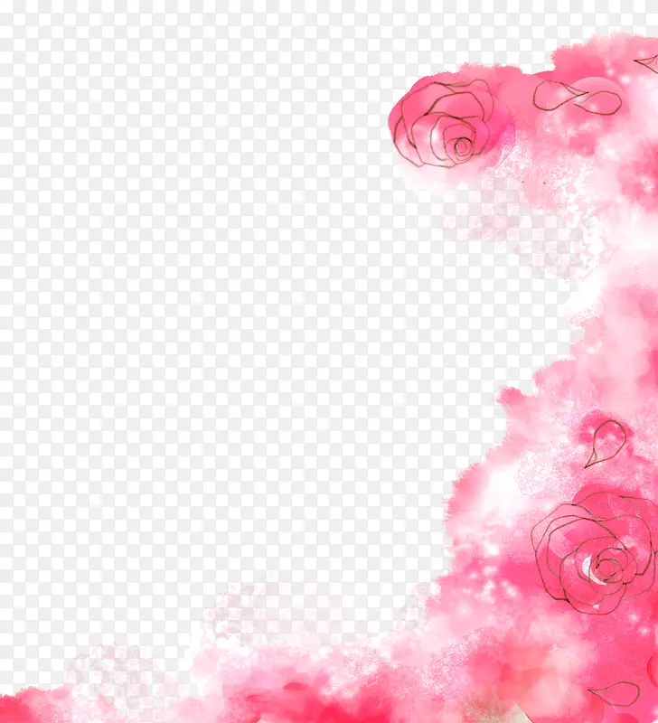粉色水粉花朵背景装饰图案