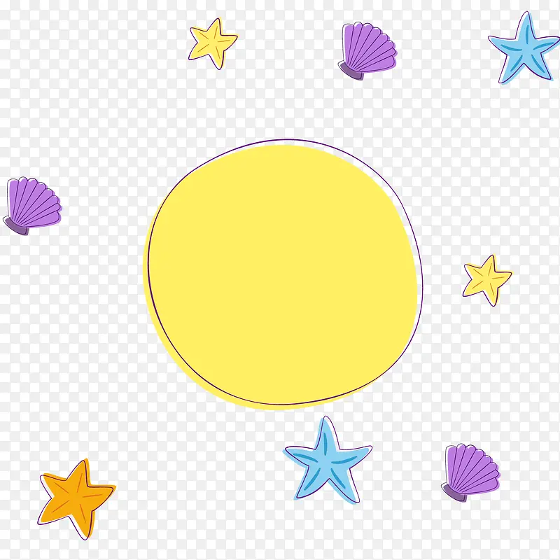 卡通紫色贝壳海星矢量图