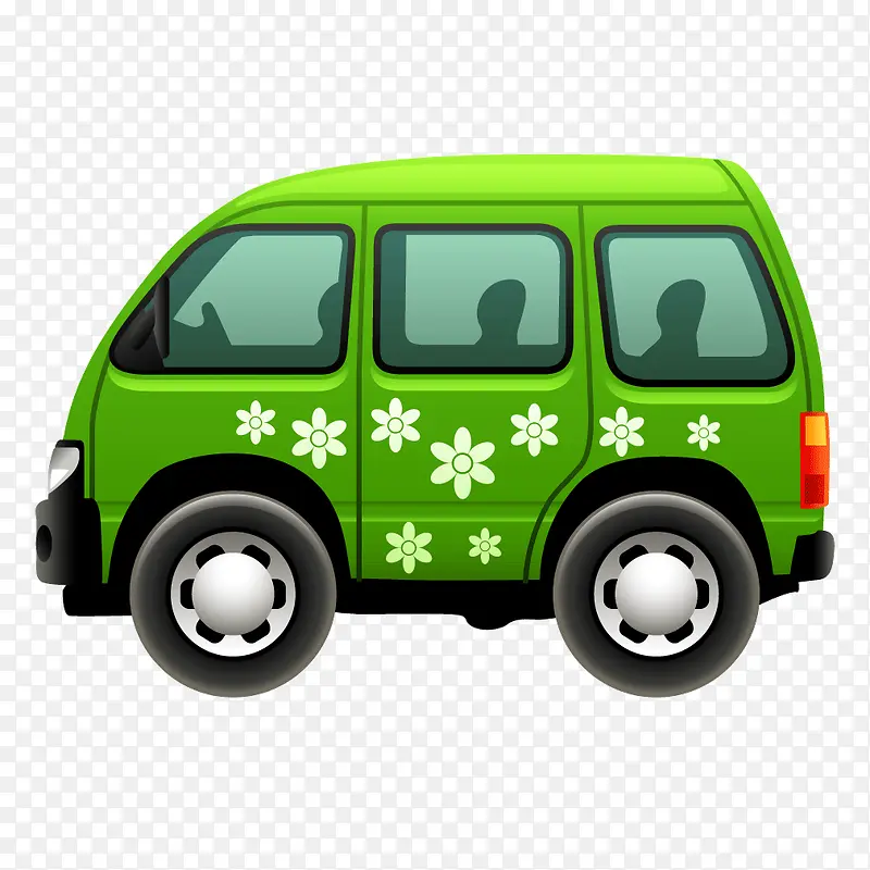 绿色卡通面包车