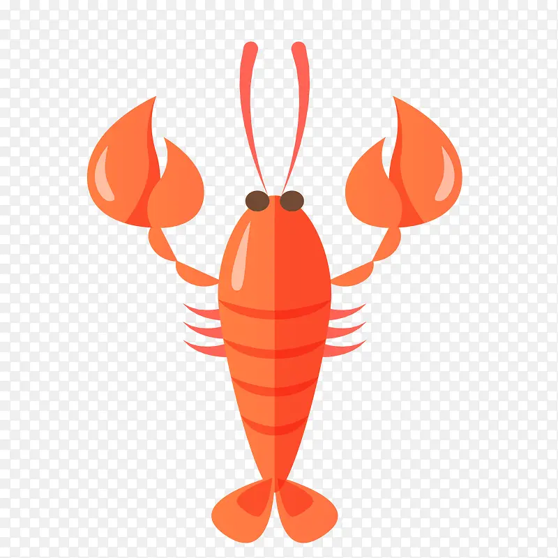 卡通红色的龙虾动物设计