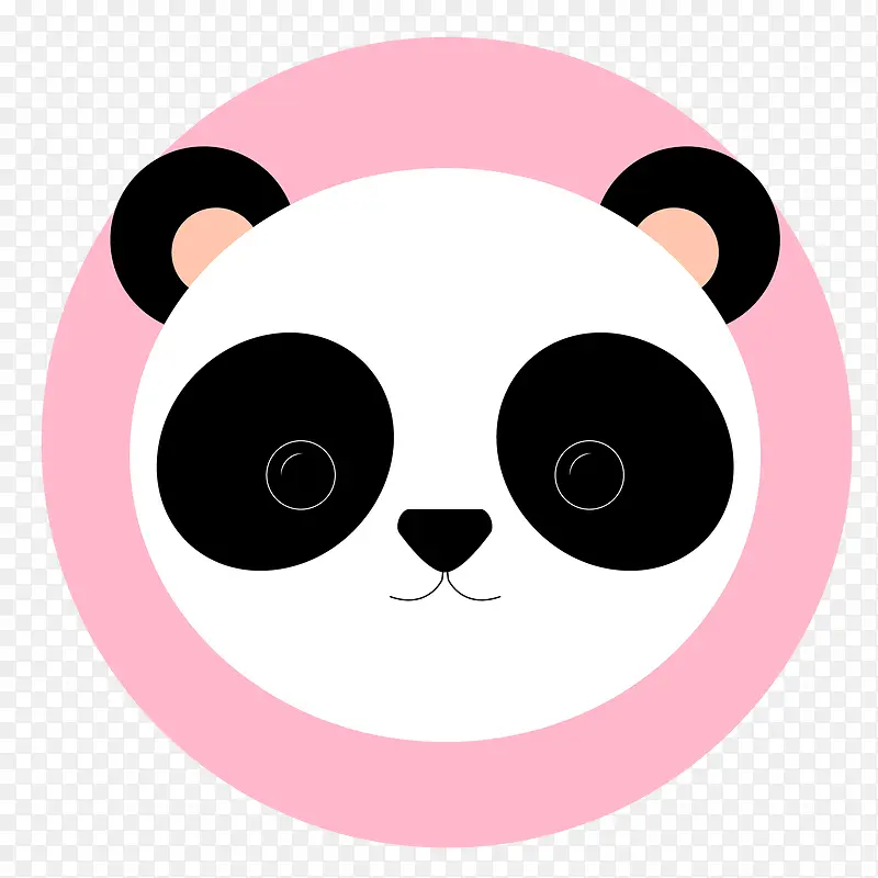 卡通粉红色的圆形熊猫标签设计