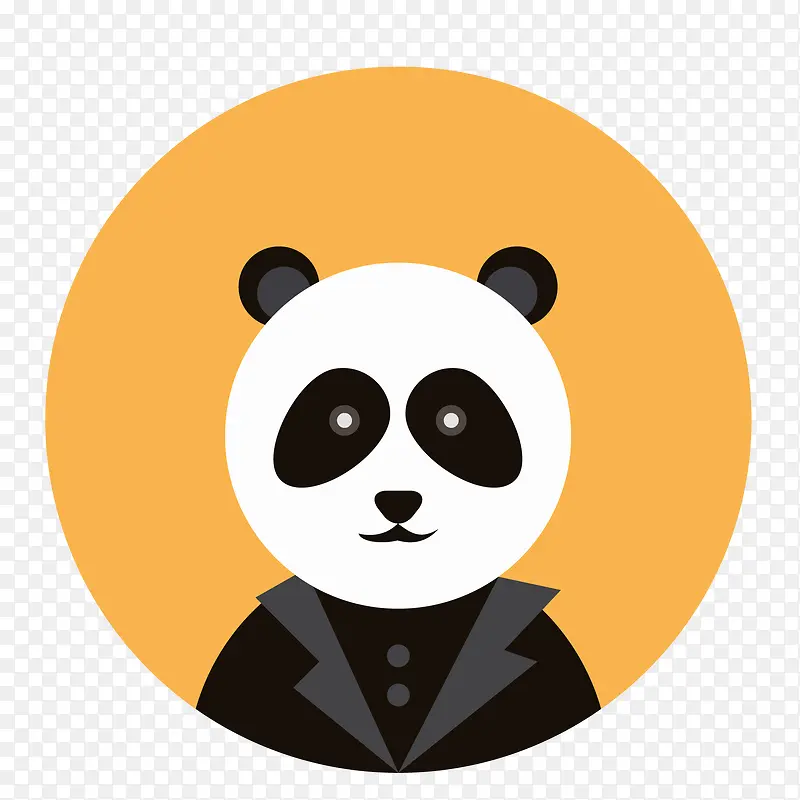 卡通圆形的熊猫头像设计