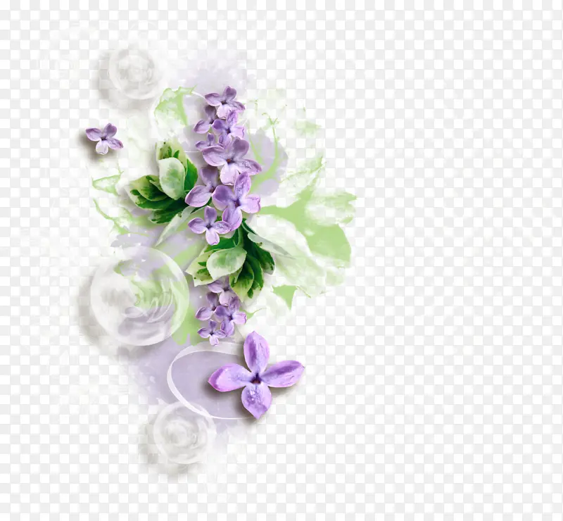 紫色鸳鸯茉莉花装饰小清新气泡