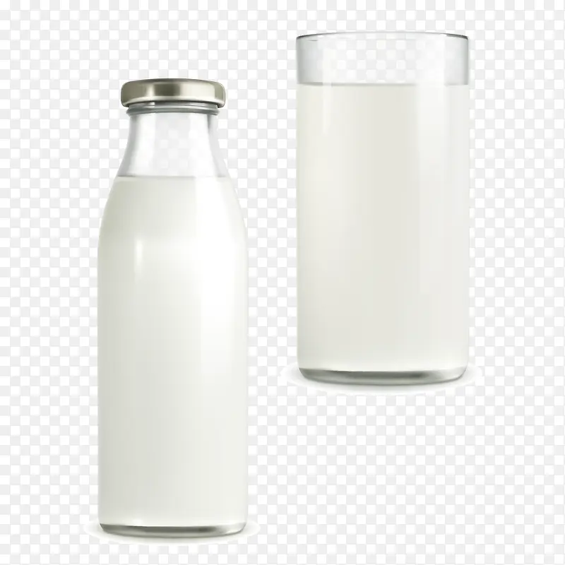 矢量牛奶玻璃制品包装瓶png