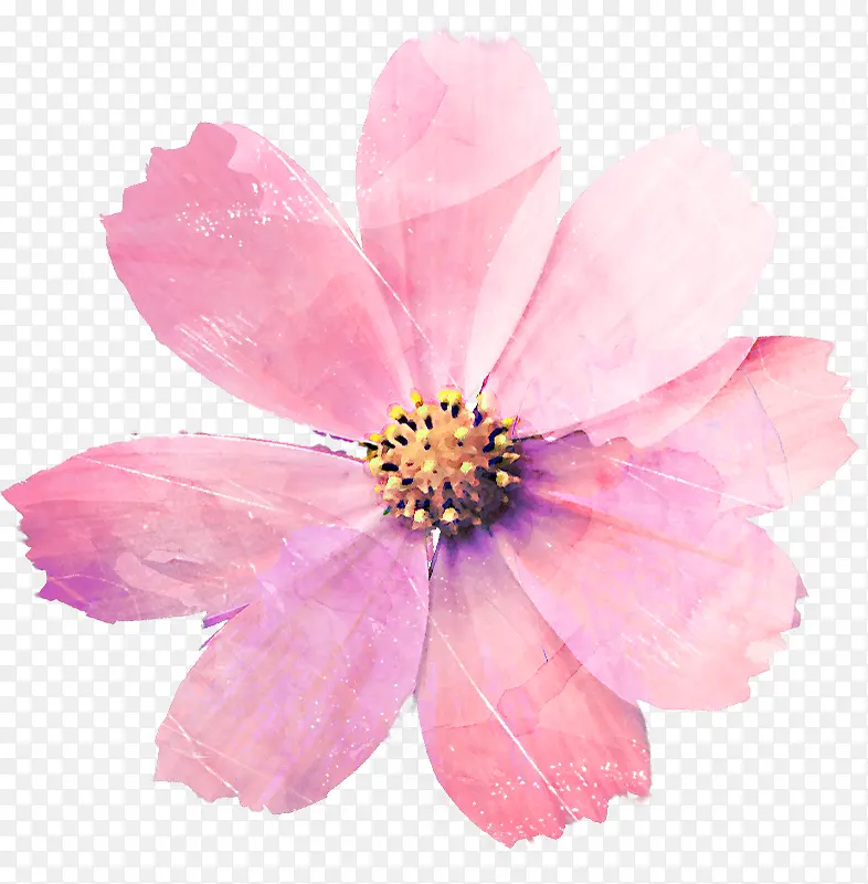 手绘浅粉色水彩梦幻花朵