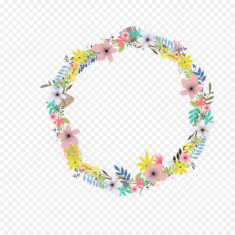 小清新彩色花环矢量图