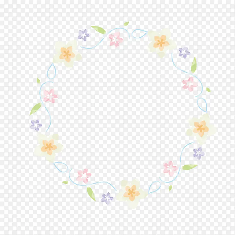小清新圆形花环矢量图