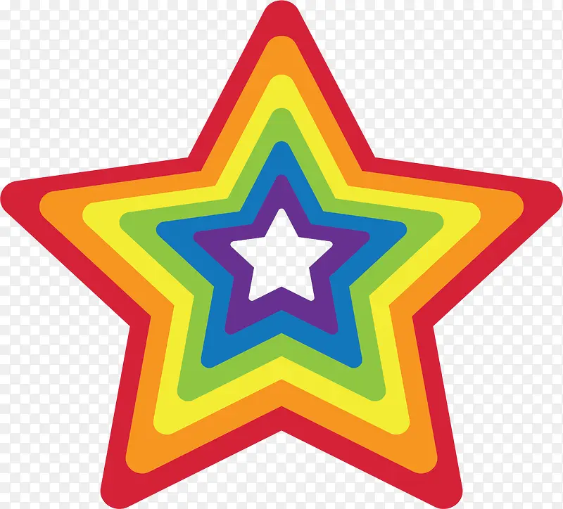 彩虹色条纹五角星