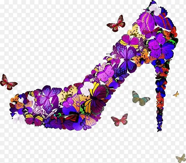 紫色蝴蝶高跟鞋