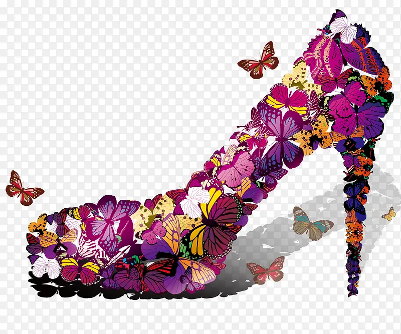 蝴蝶组成的鞋子
