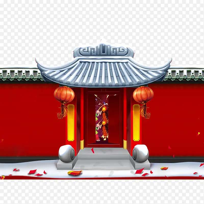 红色节日庆祝春节大门