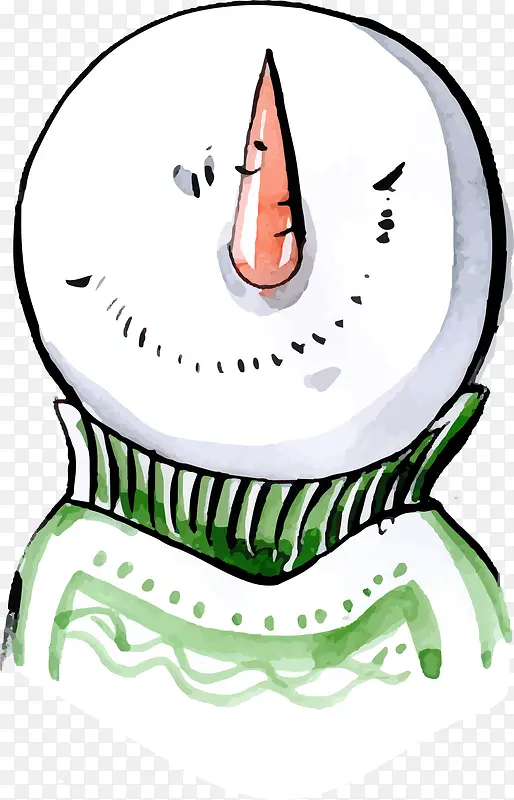 绿色冬日手绘雪人