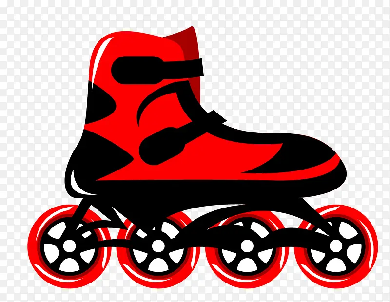 红色四轮单排轮滑鞋
